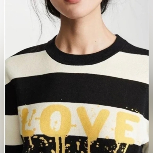 Zadig & Voltaire Life Co Love Striped Black, White, Yellow Sweatshirt - Picture 2 of 13